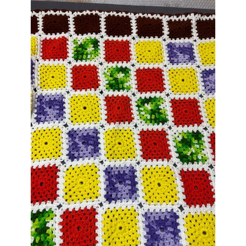 Handmade Crochet‎ Granny Square Blanket Unisex OS Multi Excellent Vintage Style